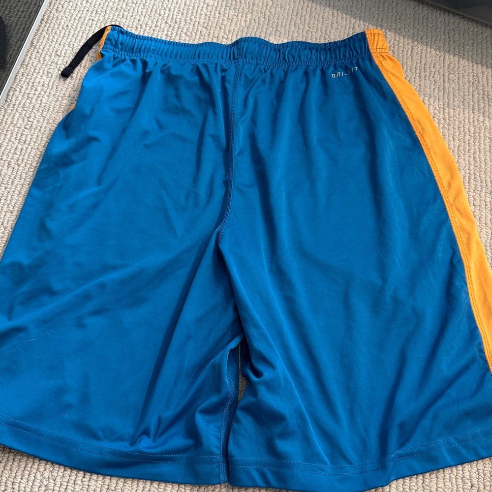 Nike basketball Blue Shorts with Orange Trim - Picture 3 of 3
